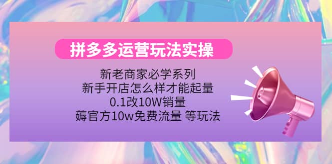 多多运营玩法实操网创吧-网创项目资源站-副业项目-创业项目-搞钱项目八海掘金网创吧