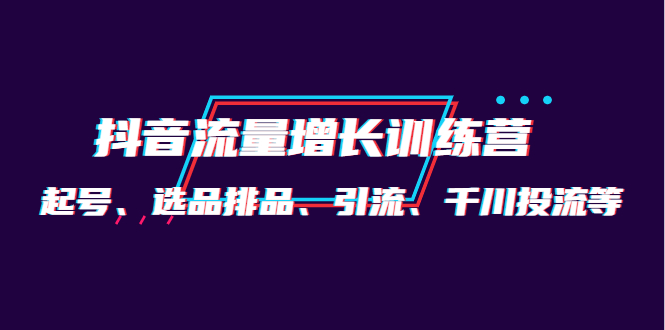 月销1.6亿实操团队·抖音流量增长训练营：起号、选品排品、引流 千川投流等网创吧-网创项目资源站-副业项目-创业项目-搞钱项目八海掘金网创吧