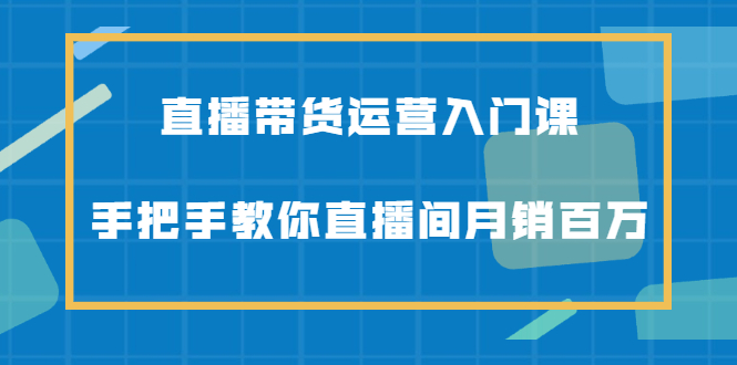 直播带货运营入门课，手把手教你直播间月销百万网创吧-网创项目资源站-副业项目-创业项目-搞钱项目八海掘金网创吧