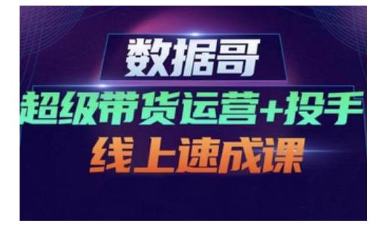 数据哥·超级带货运营+投手线上速成课，快速提升运营和熟悉学会投手技巧网创吧-网创项目资源站-副业项目-创业项目-搞钱项目八海掘金网创吧