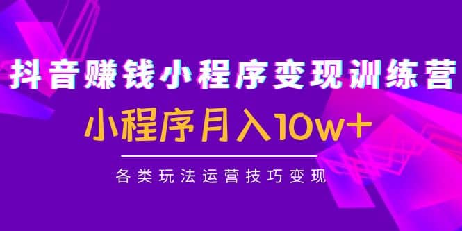 抖音小程序变现训练营：小程序各类玩法运营技巧变现网创吧-网创项目资源站-副业项目-创业项目-搞钱项目八海掘金网创吧
