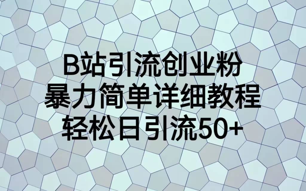 B站引流创业粉，暴力简单详细教程，轻松日引流50+网创吧-网创项目资源站-副业项目-创业项目-搞钱项目八海掘金网创吧