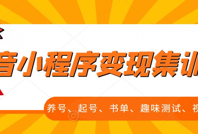 抖音小程序变现集训课，养号、起号、书单、趣味测试、视频剪辑，全套流程网创吧-网创项目资源站-副业项目-创业项目-搞钱项目八海掘金网创吧