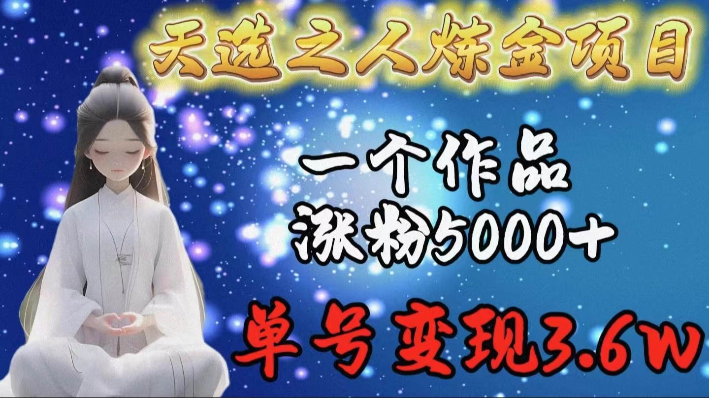 天选之人炼金项目，一个作品涨粉5000+，单号变现3.6w网创吧-网创项目资源站-副业项目-创业项目-搞钱项目八海掘金网创吧