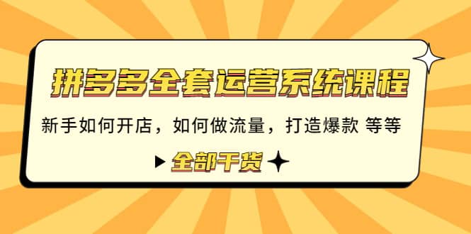 拼多多全套运营系统课程：新手如何开店 如何做流量 打造爆款 等等 全部干货网创吧-网创项目资源站-副业项目-创业项目-搞钱项目八海掘金网创吧