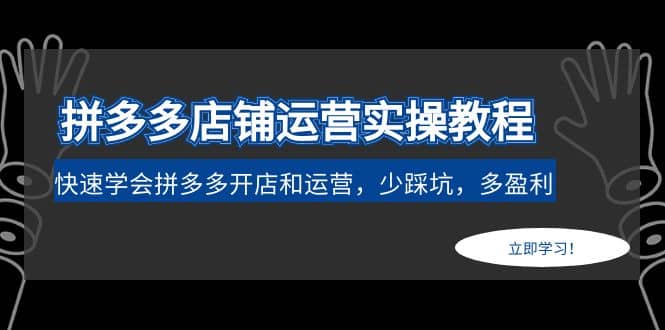 拼多多店铺运营实操教程：快速学会拼多多开店和运营，少踩坑，多盈利网创吧-网创项目资源站-副业项目-创业项目-搞钱项目八海掘金网创吧