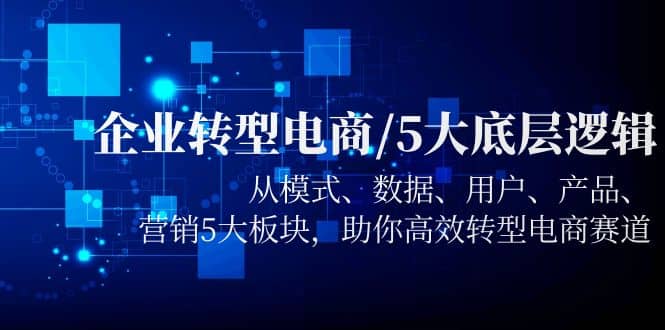 企业转型电商/5大底层逻辑，从模式 数据 用户 产品 营销5大板块，高效转型网创吧-网创项目资源站-副业项目-创业项目-搞钱项目八海掘金网创吧