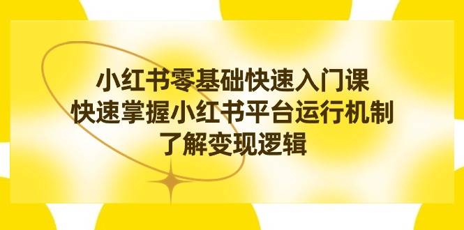 小红书0基础快速入门课，快速掌握小红书平台运行机制，了解变现逻辑网创吧-网创项目资源站-副业项目-创业项目-搞钱项目八海掘金网创吧