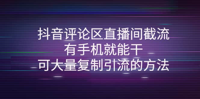 抖音评论区直播间截流，有手机就能干，可大量复制引流的方法网创吧-网创项目资源站-副业项目-创业项目-搞钱项目八海掘金网创吧