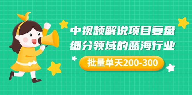某付费文章：中视频解说项目复盘：细分领域的蓝海行业 批量单天200-300收益网创吧-网创项目资源站-副业项目-创业项目-搞钱项目八海掘金网创吧