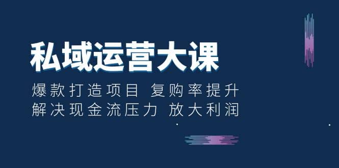 私域运营大课：爆款打造项目 复购率提升 解决现金流压力 放大利润网创吧-网创项目资源站-副业项目-创业项目-搞钱项目八海掘金网创吧