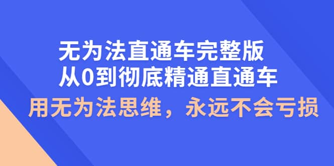 无为法直通车完整版：从0到彻底精通直通车，用无为法思维，永远不会亏损网创吧-网创项目资源站-副业项目-创业项目-搞钱项目八海掘金网创吧