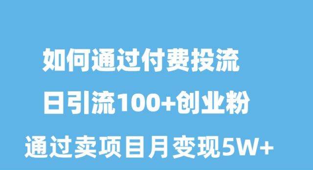 如何通过付费投流日引流100+创业粉月变现5W+网创吧-网创项目资源站-副业项目-创业项目-搞钱项目八海掘金网创吧