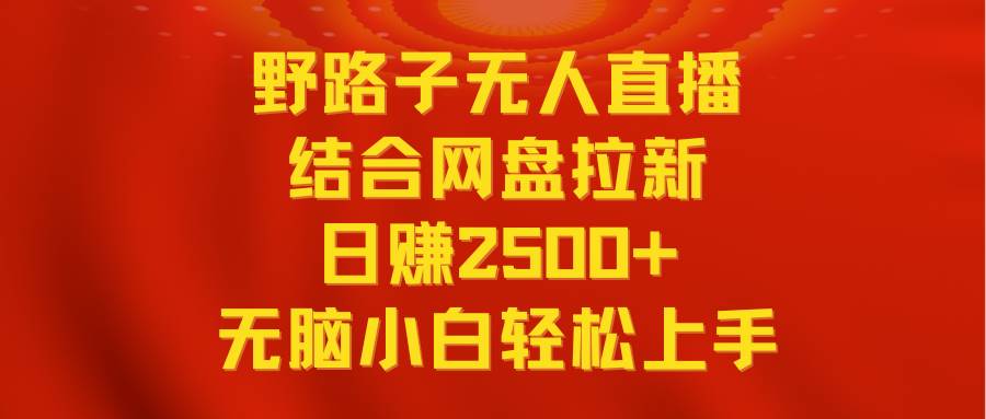 无人直播野路子结合网盘拉新，日赚2500+多平台变现，小白无脑轻松上手操作网创吧-网创项目资源站-副业项目-创业项目-搞钱项目八海掘金网创吧