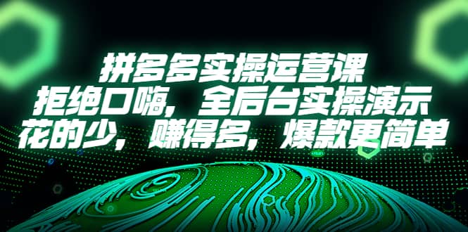 拼多多实操运营课：拒绝口嗨，全后台实操演示，花的少，赚得多，爆款更简单网创吧-网创项目资源站-副业项目-创业项目-搞钱项目八海掘金网创吧