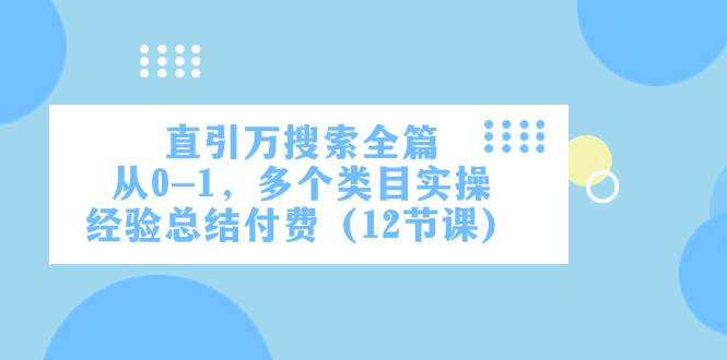 直引万·搜索全篇，从0-1，多个类目实操经验总结付费（12节课）网创吧-网创项目资源站-副业项目-创业项目-搞钱项目八海掘金网创吧