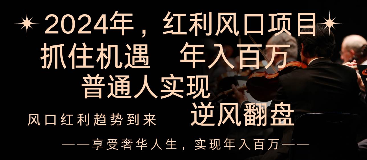 2024红利风口项目来袭，享受第一波红利，逆风翻盘普通人也能实现，年入百万网创吧-网创项目资源站-副业项目-创业项目-搞钱项目八海掘金网创吧