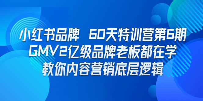 小红书品牌 60天特训营第6期 GMV2亿级品牌老板都在学 教你内容营销底层逻辑网创吧-网创项目资源站-副业项目-创业项目-搞钱项目八海掘金网创吧