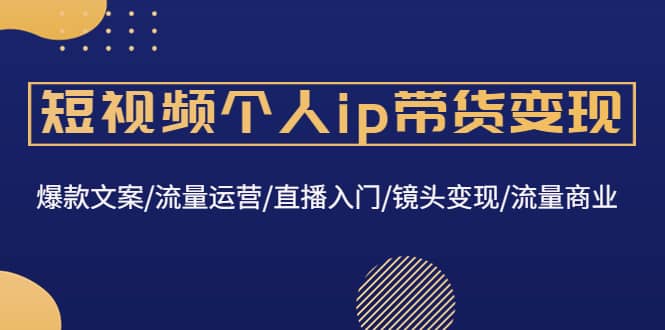 短视频个人ip带货变现：爆款文案/流量运营/直播入门/镜头变现/流量商业网创吧-网创项目资源站-副业项目-创业项目-搞钱项目八海掘金网创吧