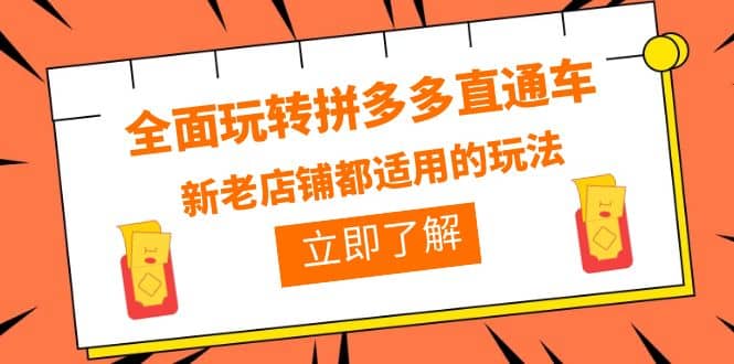 全面玩转拼多多直通车，新老店铺都适用的玩法（12节精华课）网创吧-网创项目资源站-副业项目-创业项目-搞钱项目八海掘金网创吧