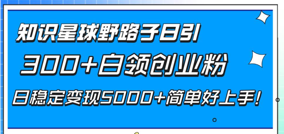 知识星球野路子日引300+白领创业粉，日稳定变现5000+简单好上手！网创吧-网创项目资源站-副业项目-创业项目-搞钱项目八海掘金网创吧