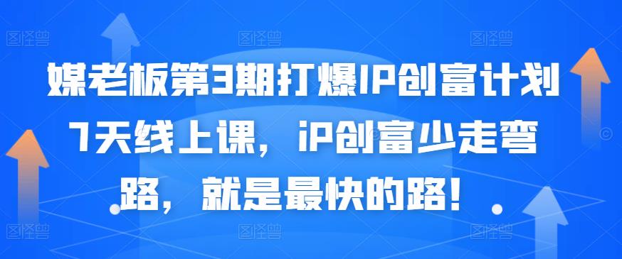 媒老板第3期打爆IP创富计划7天线上课，iP创富少走弯路，就是最快的路！网创吧-网创项目资源站-副业项目-创业项目-搞钱项目八海掘金网创吧