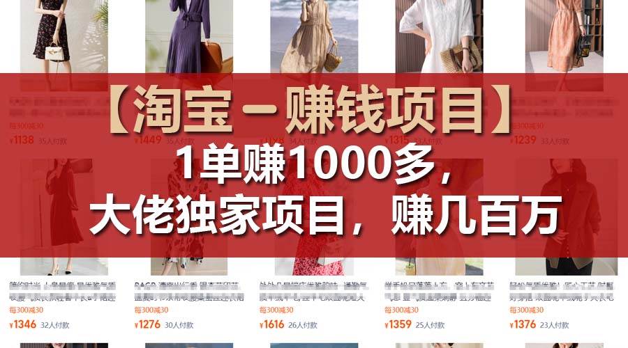 【淘宝赚钱项目】1单可赚1000多，大佬独家项目，年赚几百万网创吧-网创项目资源站-副业项目-创业项目-搞钱项目八海掘金网创吧