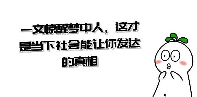 某公众号付费文章《一文 惊醒梦中人，这才是当下社会能让你发达的真相》网创吧-网创项目资源站-副业项目-创业项目-搞钱项目八海掘金网创吧