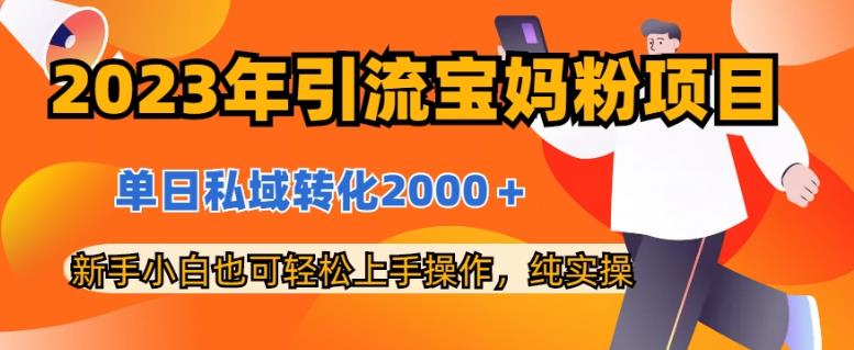 2023年引流宝妈粉项目，单日私域转化2000＋，新手小白也可轻松上手操作，纯实操网创吧-网创项目资源站-副业项目-创业项目-搞钱项目八海掘金网创吧