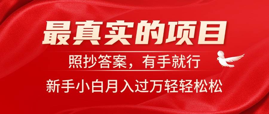 最真实的项目，照抄答案，有手就行，新手小白月入过万轻轻松松网创吧-网创项目资源站-副业项目-创业项目-搞钱项目八海掘金网创吧