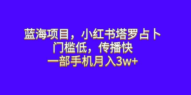 蓝海项目，小红书塔罗占卜，门槛低，传播快，一部手机月入3w+网创吧-网创项目资源站-副业项目-创业项目-搞钱项目八海掘金网创吧