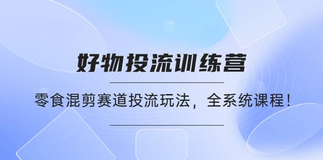 好物推广投流训练营：零食混剪赛道投流玩法，全系统课程网创吧-网创项目资源站-副业项目-创业项目-搞钱项目八海掘金网创吧