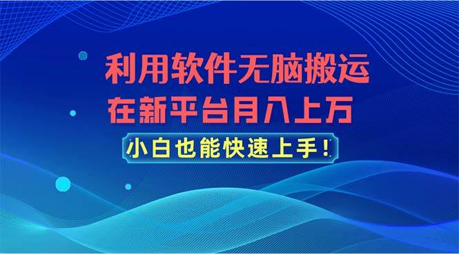 利用软件无脑搬运，在新平台月入上万，小白也能快速上手网创吧-网创项目资源站-副业项目-创业项目-搞钱项目八海掘金网创吧