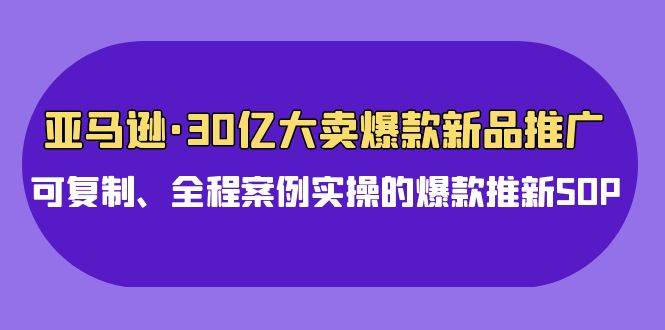 亚马逊30亿·大卖爆款新品推广，可复制、全程案例实操的爆款推新SOP网创吧-网创项目资源站-副业项目-创业项目-搞钱项目八海掘金网创吧