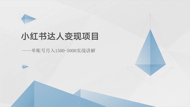 小红书达人变现项目：单账号月入1500-3000实战讲解网创吧-网创项目资源站-副业项目-创业项目-搞钱项目八海掘金网创吧