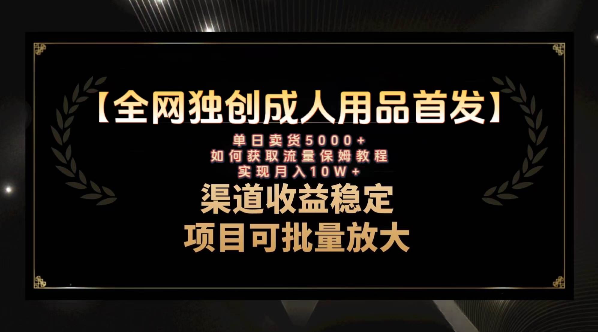 最新全网独创首发，成人用品赛道引流获客，月入10w保姆级教程网创吧-网创项目资源站-副业项目-创业项目-搞钱项目八海掘金网创吧