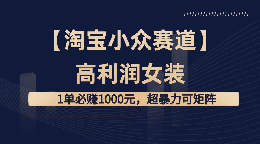 【淘宝小众赛道】高利润女装：1单必赚1000元，超暴力可矩阵网创吧-网创项目资源站-副业项目-创业项目-搞钱项目八海掘金网创吧