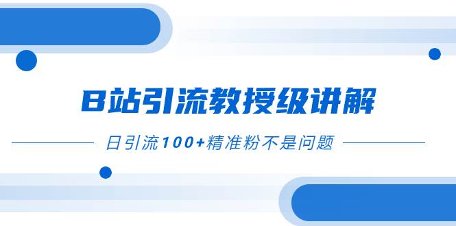 B站引流教授级讲解，细节满满，日引流100+精准粉不是问题网创吧-网创项目资源站-副业项目-创业项目-搞钱项目八海掘金网创吧