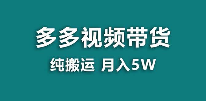 【蓝海项目】拼多多视频带货 纯搬运一个月搞了5w佣金，小白也能操作 送工具网创吧-网创项目资源站-副业项目-创业项目-搞钱项目八海掘金网创吧