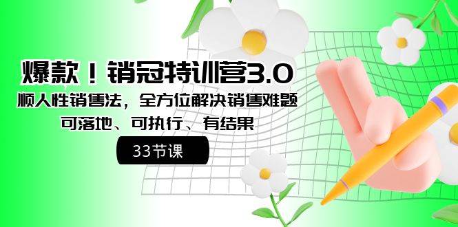 爆款！销冠特训营3.0之顺人性销售法，全方位解决销售难题、可落地、可执行、有结果网创吧-网创项目资源站-副业项目-创业项目-搞钱项目八海掘金网创吧