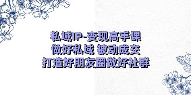 私域IP-变现高手课：做好私域 被动成交，打造好朋友圈做好社群（18节）网创吧-网创项目资源站-副业项目-创业项目-搞钱项目八海掘金网创吧