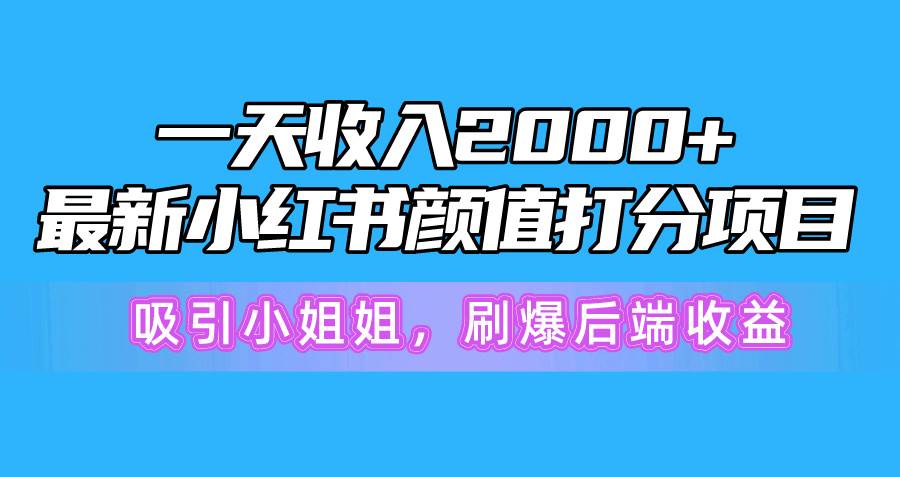 一天收入2000+，最新小红书颜值打分项目，吸引小姐姐，刷爆后端收益网创吧-网创项目资源站-副业项目-创业项目-搞钱项目八海掘金网创吧