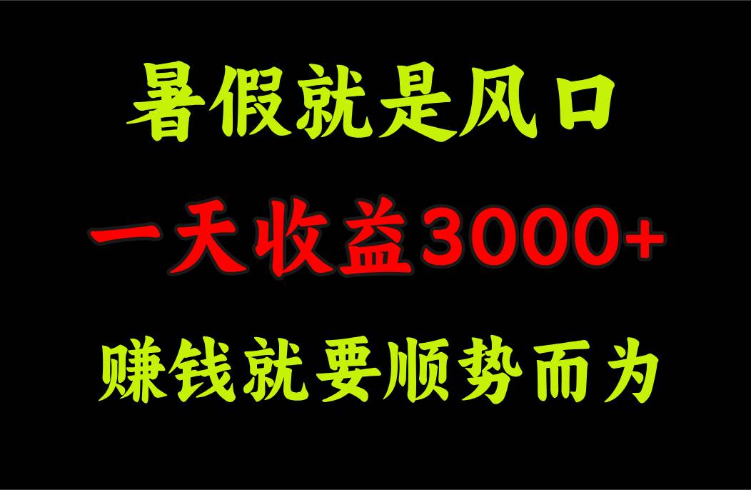 一天收益3000+ 赚钱就是顺势而为，暑假就是风口网创吧-网创项目资源站-副业项目-创业项目-搞钱项目八海掘金网创吧
