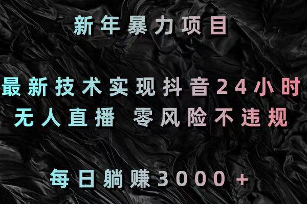 新年暴力项目，最新技术实现抖音24小时无人直播 零风险不违规 每日躺赚3000网创吧-网创项目资源站-副业项目-创业项目-搞钱项目八海掘金网创吧