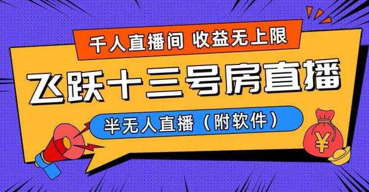 爆火飞跃十三号房半无人直播，一场直播上千人，日入过万！（附软件）网创吧-网创项目资源站-副业项目-创业项目-搞钱项目八海掘金网创吧