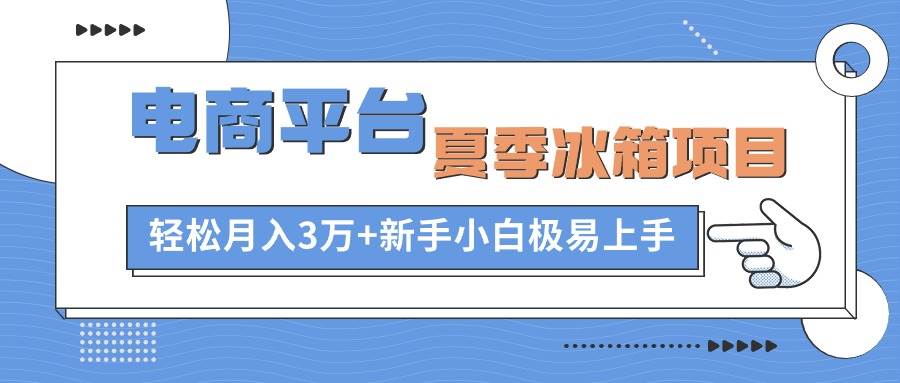 电商平台夏季冰箱项目，轻松月入3万+，新手小白极易上手网创吧-网创项目资源站-副业项目-创业项目-搞钱项目八海掘金网创吧