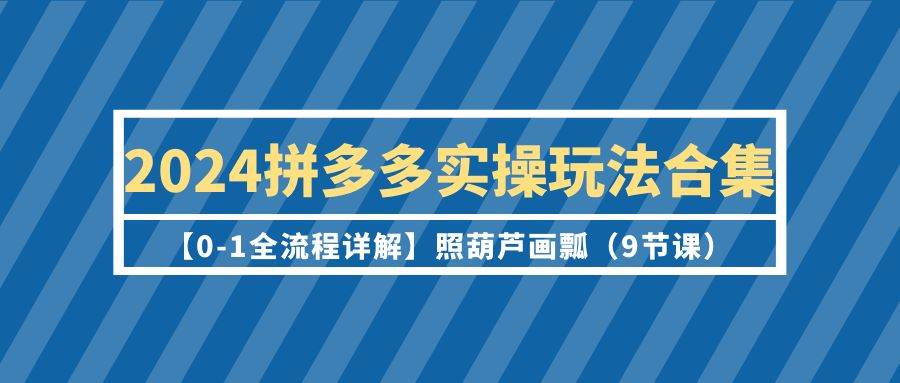 2024拼多多实操玩法合集【0-1全流程详解】照葫芦画瓢（9节课）网创吧-网创项目资源站-副业项目-创业项目-搞钱项目八海掘金网创吧