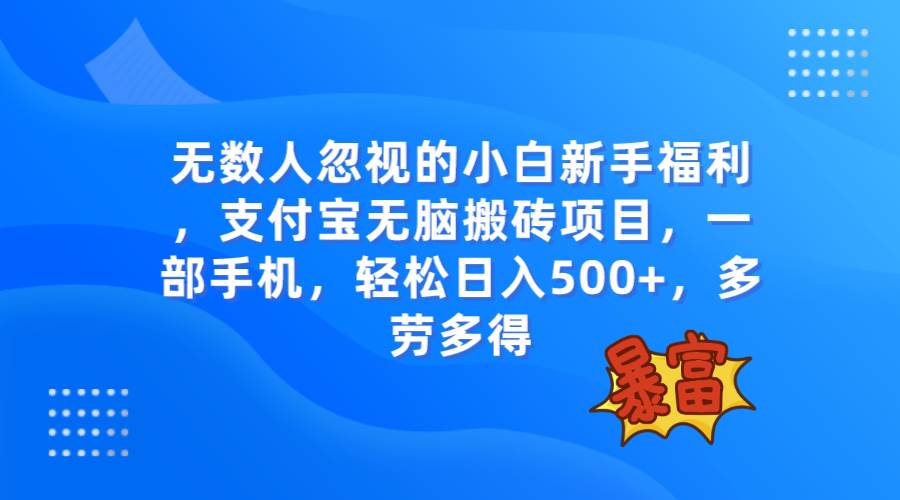 无数人忽视的项目，支付宝无脑搬砖项目，一部手机即可操作，轻松日入500+网创吧-网创项目资源站-副业项目-创业项目-搞钱项目八海掘金网创吧