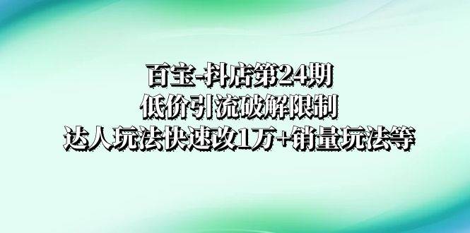 百宝-抖店第24期：低价引流破解限制，达人玩法快速改1万+销量玩法等网创吧-网创项目资源站-副业项目-创业项目-搞钱项目八海掘金网创吧