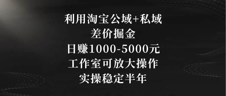利用淘宝公域+私域差价掘金，日赚1000-5000元，工作室可放大操作，实操…网创吧-网创项目资源站-副业项目-创业项目-搞钱项目八海掘金网创吧